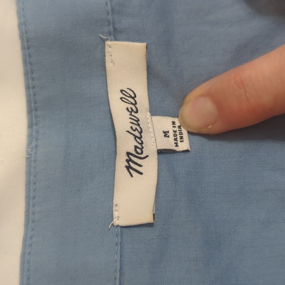 Madewell Button-Front V-Neck Mini Dress, Color Tranquil Lake Size M - Picture 15 of 16